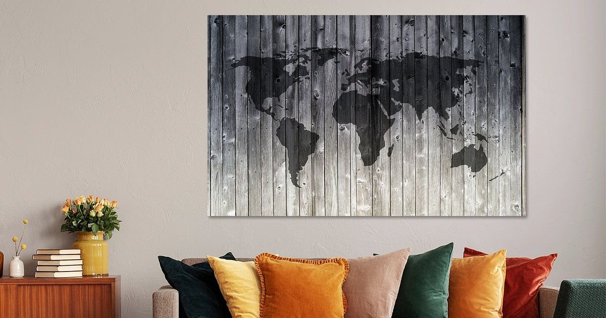 Wereldkaart Houten planken