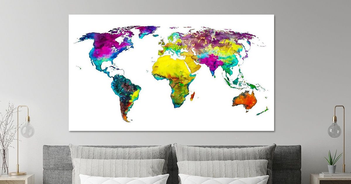 Wereldkaart Tropische kleuren